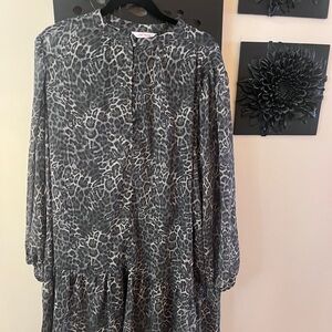 Joe Fresh Black and Gray Leopard Button-Front Dress